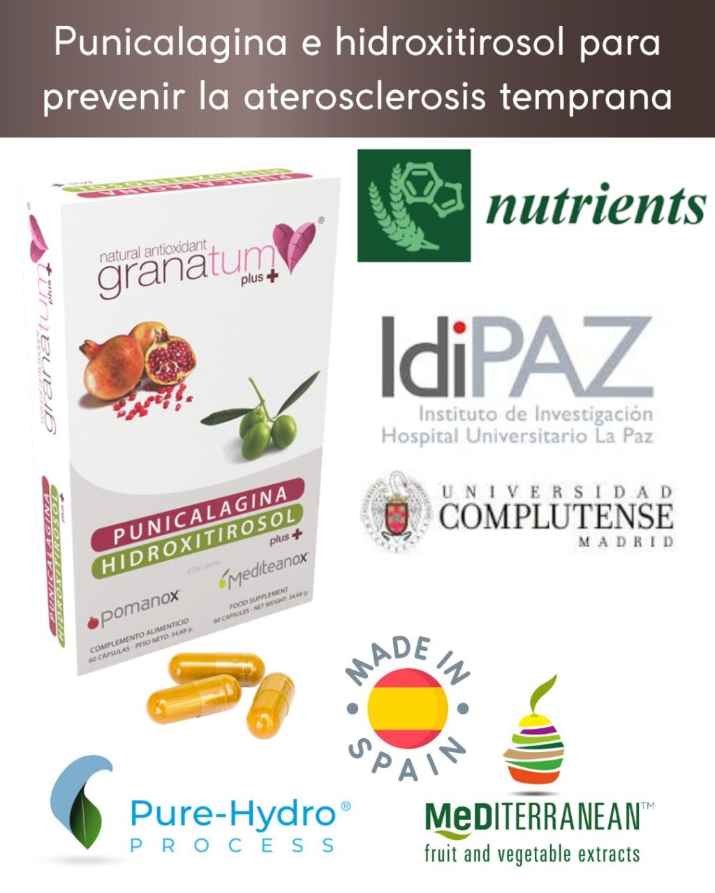 Punicalagina e hidroxitirosol para prevenir la aterosclerosis temprana